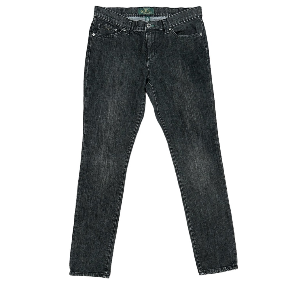 LRL Lauren Ralph Lauren Black/Gray Modern Skinny Fitted Classic Denim Jeans Sz 8